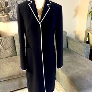 💎Ann Taylor Black and White Long Coat with Notched Lapel💎😍 LIKE NEW 🤩✨👌